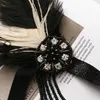 Diadema con deflector, tocado, diadema de mariposa de plumas negras, accesorio para el cabello con cristal9643816