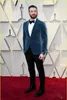 2020 Oscar Senaste Coat Pant Designs Velvet Dusty Blue Prom Män Passar Groom Jacka Red Carpet Bröllop Tuxedo Kostym (Jacka + Byxor + Bowtie)