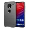 カーボンファイバーテクスチャスリムアーマーブラシをかけられたMotorola Moto One Vision One Pro Z4 Z4 Force Z4 Play 100pcs /ロット