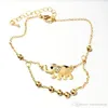 Simple anklet auspicious elephant double foot chain gold elephant with diamond bracelet