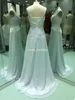 2019 Foto reali Abito da ballo di colore bianco Abito da festa lungo senza schienale in pizzo con applique di nuovo design Custom Made Plus Size