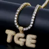 A-Z Custom Name Bubble Letters Necklaces Mens Fashion Hip Hop Jewelry Iced Out Gold Silver Initial Letter Pendant Necklace195h