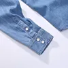 Camicia di jeans per ragazzi Camicetta da uomo in cotone Casual Camicia da uomo in denim tinta unita Manica lunga Vestibilità slim Nuovo