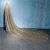 Bling Bling Gold 3 Meters Wedding Bridal Veil Bride Hairpiece Cathedral Train