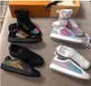 Designers Lyxskor Rivoli sneaker Boot Rainbow Trainer för män och kvinnor Kalvskinn High Top Sneakers Blommotiv Vintage Trainers