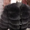 2019 neue 50 CM Natürliche Echt Pelzmantel Frauen Winter natürliche pelz Weste Jacke Mode Outwear Echt Weste Mantel