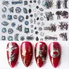 Autocollants d'été pour Nail Art, 4 pièces, feuilles holographiques géométriques, adhésif 3D coulissant, décoration des ongles, feuille or noir blanc, Set6730129