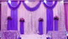 10ftx20ft Payetler Boncuk Kenar Tasarım düğün arka yağma arka düğün dekorasyon romantik Buz ipek sahne perdeleri ile perde