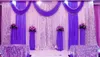 10ftx20ft Pailletten Perlen Edge Design Hochzeit Hintergrund Vorhang mit Swag Hintergrund Hochzeitsdekoration romantische Eisseide Bühnenvorhänge