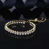 Wholesale- Yellow Silver Up And Down Bracelet With Pearl