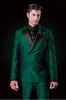 Nouveau À La Mode Double Poitrine Vert Foncé De Mariée Tuxedos Peak Lapel Groomsmen Hommes Costumes De Bal Blazer (Veste + Pantalon + Cravate) 051