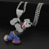 Pa Hop Naszyjnik Biżuteria Gold Cuban Chain Game Cartoon Iced Out Wisiorek Naszyjnik Dla Mężczyzn