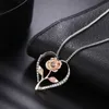10pcs/lots Personality Love heart Rose Two-tone Necklaces Female birthday party Valentine's Day Gift T-120