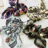 Solid Floral Bow Scrunchie Hair Band Elastic Ties Rope Scarf Accessories Hårtillbehör Hårtillbehör för Braids1299412