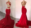 Ankomst röda nya guldapplikationer sjöjungfrun prom klänning som kastar ogstuff eleganta formella klänningar 2019 svep tåg kvällsklänningar anpassade es