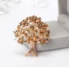 Vintage Big Life Tree Brooch Pins Luxury Rhinestone Gold Silver Plated Brooches Unisex for Men Women Red Gold Colors Fashion Jewerly
