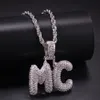 A-Z Anpassade små bokstäver halsband charm hänge för män kvinnor guld silver färg cubic zirconia hip hop smycken grossist