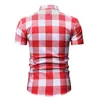 Plaid Shirts Männer Neue Mode Rot Weiß Plaid Slim Fit Kurzarm Sommer Casual Männer Shirt Camisa Masculina Herren Hemden