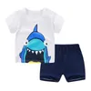 vendite calde Abiti firmati per bambini Ragazze Summer Cartoon Shark New Born Baby Boy Fashion Abbigliamento Abiti Baby Girl Set di abbigliamento casual