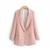 Fatos femininos blazers moda mulheres rosa xadrez blazer terno 2021 escritório senhoras elegantes colarinho entalhado colar de manga casacos meninas conjunto chique