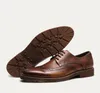 Hommes chaussures de brogue vintage en cuir authentique oxford à lacets doux à lacets basse top respirant