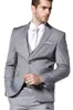 Yepyeni Grey Damat smokin Notch Yaka Yan Sağdıç Wedding 3 Adet Suit Popüler Erkekler İş Ceket Blazer (Ceket + Pantolon + Kravat + Vest) Vent 8