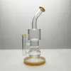 10.5inch Height Glass Bong Smoking Pipes Recycler Oil Rig Hookahs Yellow Bottom Colour Bong Global delivery