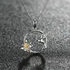 Cute Female Small Bird Flower Pendant Necklace Vintage Wedding Necklaces For Women Classic Silver Gold Zircon Long Necklace