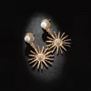 S845 Hot Fashion Jewelry S925 Silver Needle Earrings Metal Sunflower Pearl Dangle Stud Earrings