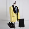 Hübscher Schal-Revers-Blazer für Herren mit einem Knopf für Hochzeit, Bräutigam, Smoking, Herrenanzüge für Hochzeit/Abschlussball/Abendessen, Blazer (Jacke + Krawatte + Weste + Hose) 347