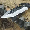 Cuchillo recto de supervivencia al aire libre de alta calidad 440C Satin Tanto Blade Full Tang Paracord Handle Cuchillos de hoja fija con funda de cuero