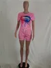 Women Tracksuit Solid Color Hole Lips Designer Dwuczęściowe stroje Krótkie rękawy Koszulki Koszulki Summer Casual Sport Suit 6 Kolory D63008