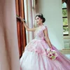 robes de quinceanera cendrillon rose chic avec appliques princesse douce 15 robe d'anniversaire younique robe de bal longue train robes 15 anos