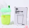 Den senaste 12oz drickware tecknad katt simulering dubbelplatta lock mjölk te kopp matkvalitet plastkoppar, support anpassad logotyp
