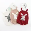 INS Baby Romper Rabbit Tail Infant Suspender Jumpsuits 100% Cotton Baby Girls Rompers Cute Newborn Clothes Kids Clothing 3 Colors DHW2039