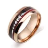 Edelstahl Holzmaserung Pfeil Ringe Band Herren Damen Ring Mode Edlen Schmuck