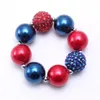 Set di braccialetti con collana robusta di perline robuste per bambini di colore blu scuro + colore rosso per bambini