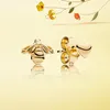 Fashion de luxe Nouvelle boucles d'oreilles à étalons en or jaune 14k pour pandora 925 Boîte-cadeau en argent et coeur Box-co-cadeau pour femmes filles 279w