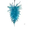 Pós-moderna atmosférica turquesa vidro azul Folha alta de suspensão LED Lighting Chandelier Murano Vidro Chihuly Estilo Lustres