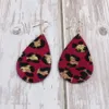 35*55mm Leopard Print Genuine Leather Drop Earrings for Women Caramel Leopard Cheetah Print Dangle Drop Teardrop Leather Earring