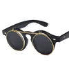 vintage uomo donna nero occhiali da sole economici occhiali rotondi in plastica stile steampunk flip up occhiali da sole punk Gafas de sol