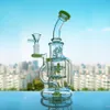 Double recycleur Dab Rigs eau Bongs narguilés Shisha hélice unique moulin à vent en verre Perc conduites d'eau avec 14mm 9.5 ''