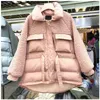 Winterjacke Frauen Imitation Lammwolle Parka Taschen Gürtel Mantel Korean Cotton-Padded Kleidung Mantel