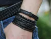 Hot koop man armband diy hand geweven kralen multilayer lederen combinatie pak armband maat kan worden aangepast 4-styles / 1 set