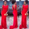 Red Cowl Back Prom Dresses Mermaid Long Evening Dress Backless Plus Size Women Wear Party Gown Custom Made