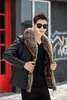 Men Leather Jacket Man Fashion Winter Fur Coats Snow Jackets Real Raccoon fur Collar Male Thick Warm Windbreaker Overcoat Plus Size XXL