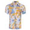 패션 티셔츠 남자 여름 해변 짧은 소매 코튼 열 대 스타일 휴가 꽃 인쇄 티셔츠 폴로스 셔츠 반팔 폴로스 셔츠