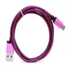 1m 3FT Tyg Nylon Braid Micro USB-kabel ledning Unbroken Metal Connector Charger Cord för Samsung S7 S8 S10