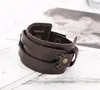 Europeisk och amerikansk gränsöverskridande ny punk stil brett läderarmband kreativ retro personlighet svart män läder armband wy340