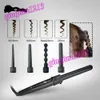 Set di ferri arricciacapelli 4 in 1 con display LCD a barilotto intercambiabile Curly Wavy Rullo professionale per bigodini per saloni da viaggio Regali per la casa